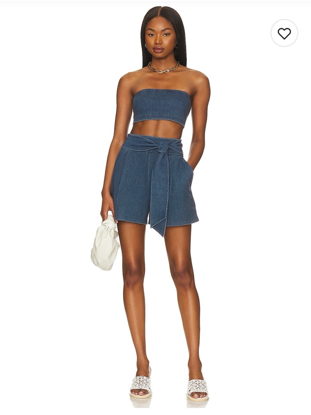 Susana Monaco Stretch Denim Micro Tube Top + Stretch Denim Shorts